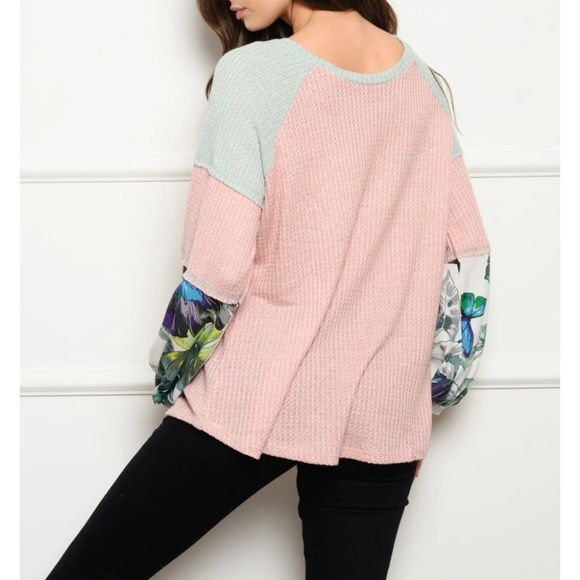 Pink Muave Color Contrast Long Sleeve Tunic Top Sizes Small, Medium, Large - Picture 3 of 8